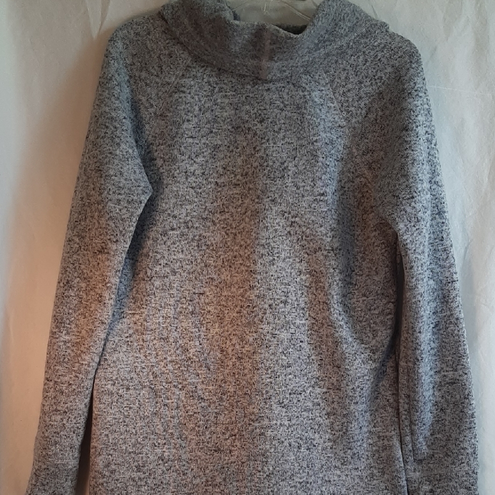 Idealogy White, Dark And Light Grays Cowl Neck Shirt Fleece Lined Women's Sz L - Picture 9 of 14